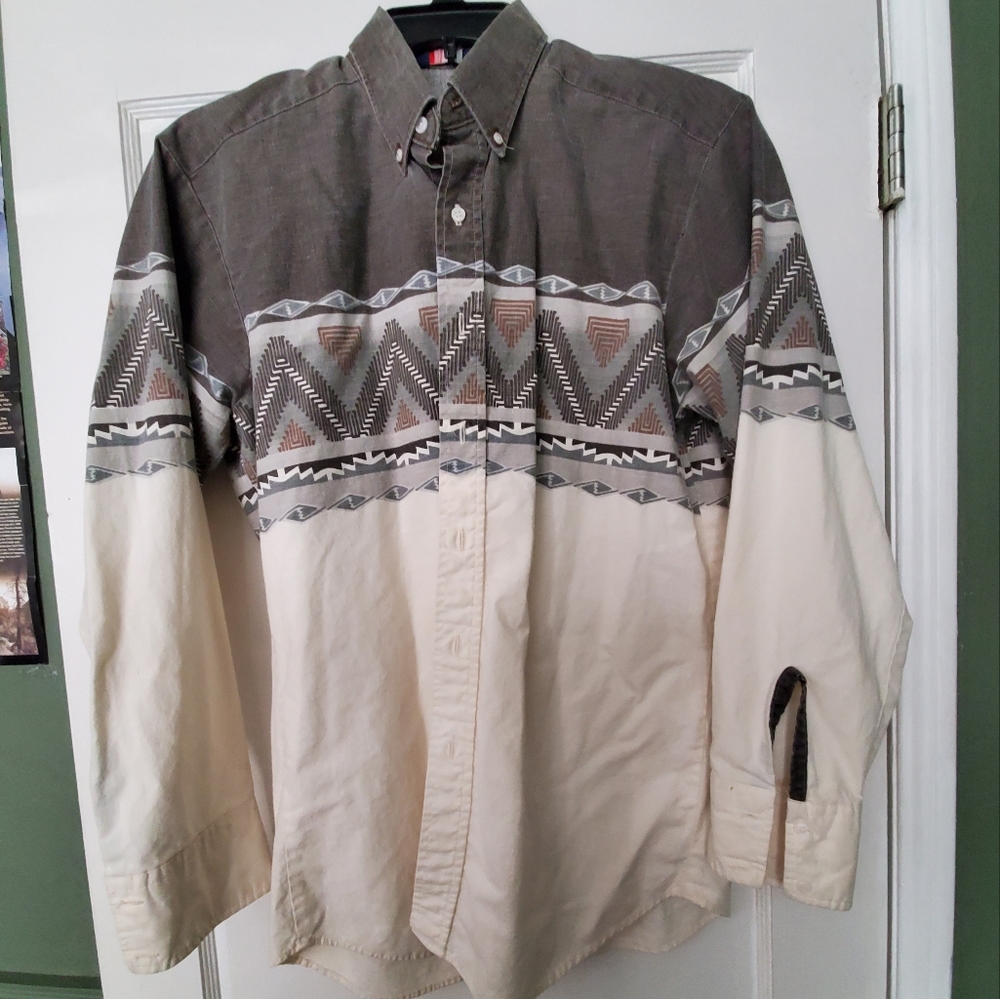 Vintage Panhandle Slims Men's Large Long Sleeve Button Up. Neck 16.5" GVUC